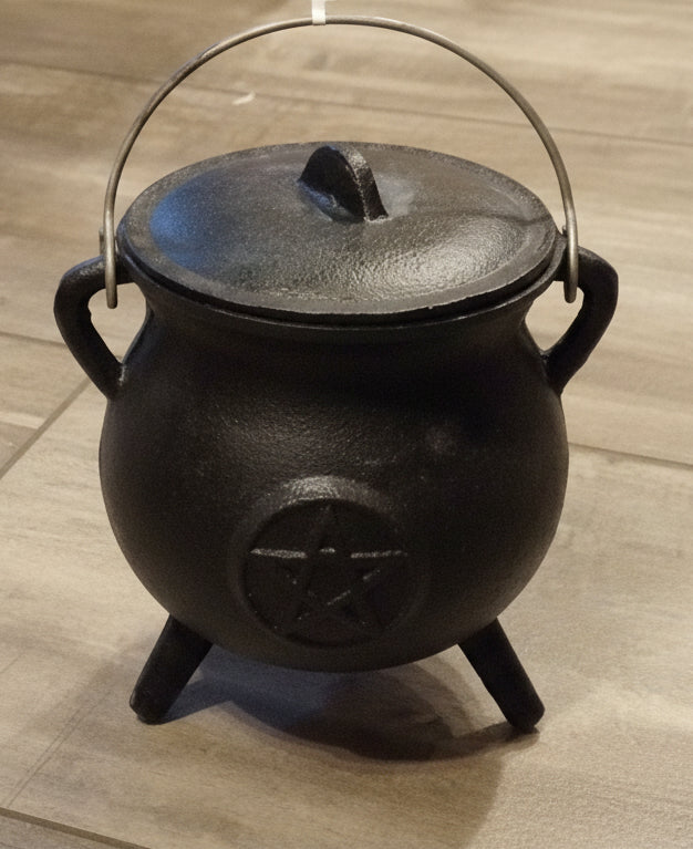 Large Cast Iron Cauldron w/ Pentacle emblem