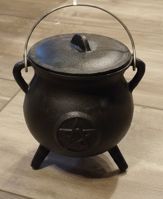 Large Cast Iron Cauldron w/ Pentacle emblem