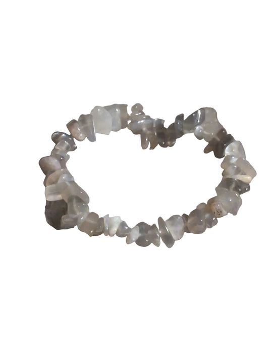 Elastic Chips Bracelet - Grey Moonstone