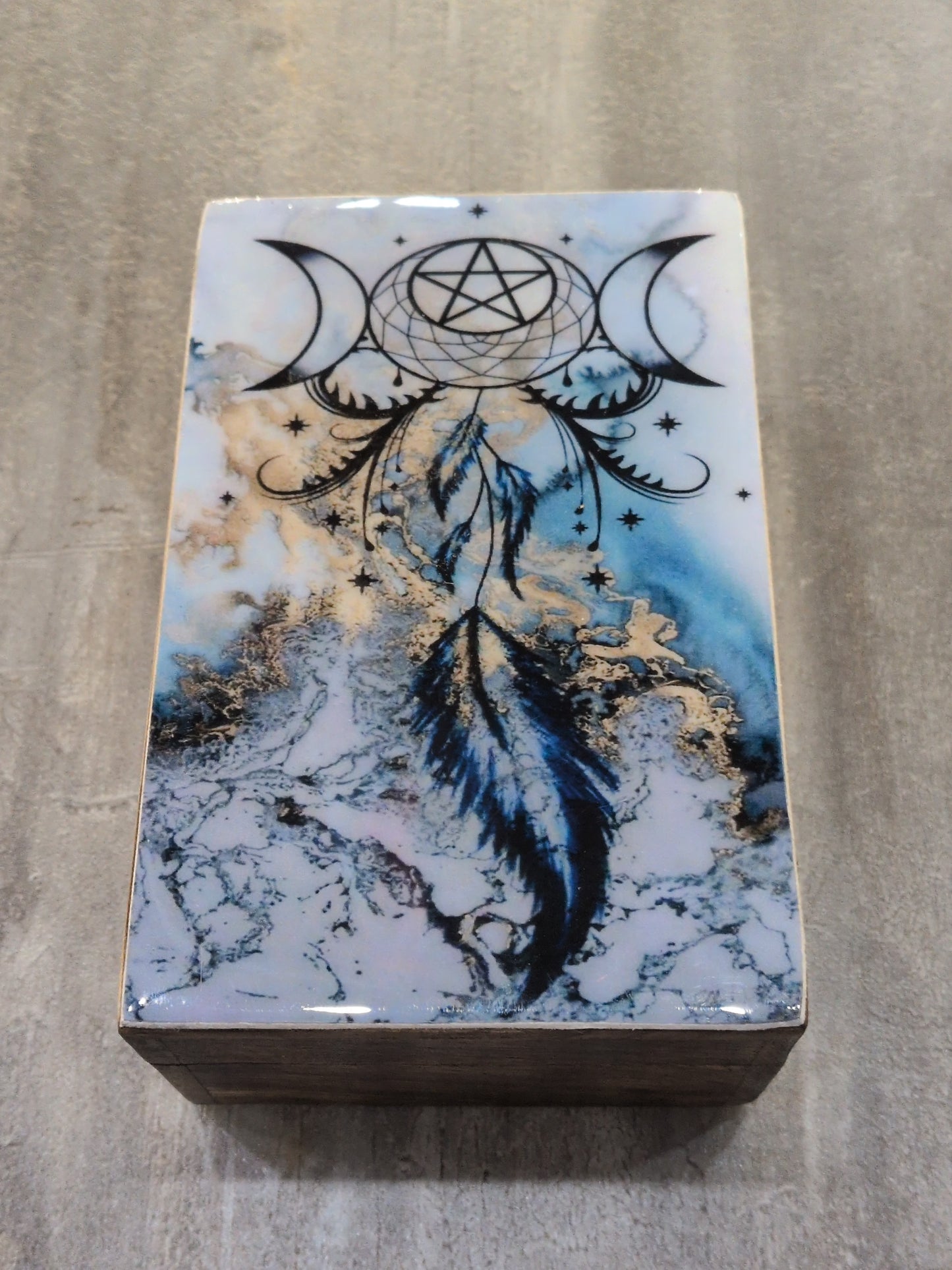 Dreamcatcher w/ Triple moon wood Tarot storage box