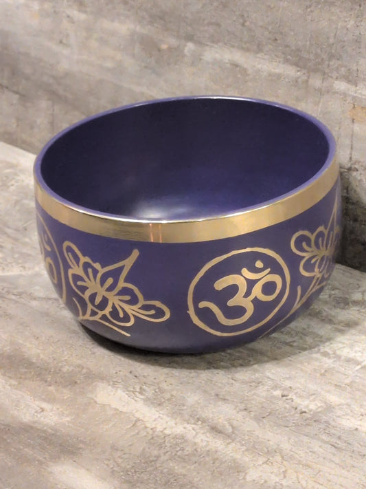4" Sahashrara ( Crown Chakra ) Purple Painted Brass Tibetan Singing Bowl & striker