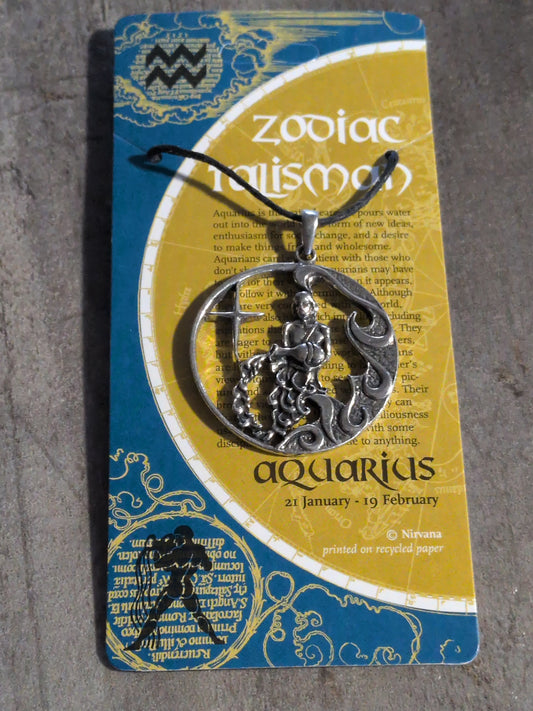 Zodiac Talisman Large Aquarius Pewter Pendant
