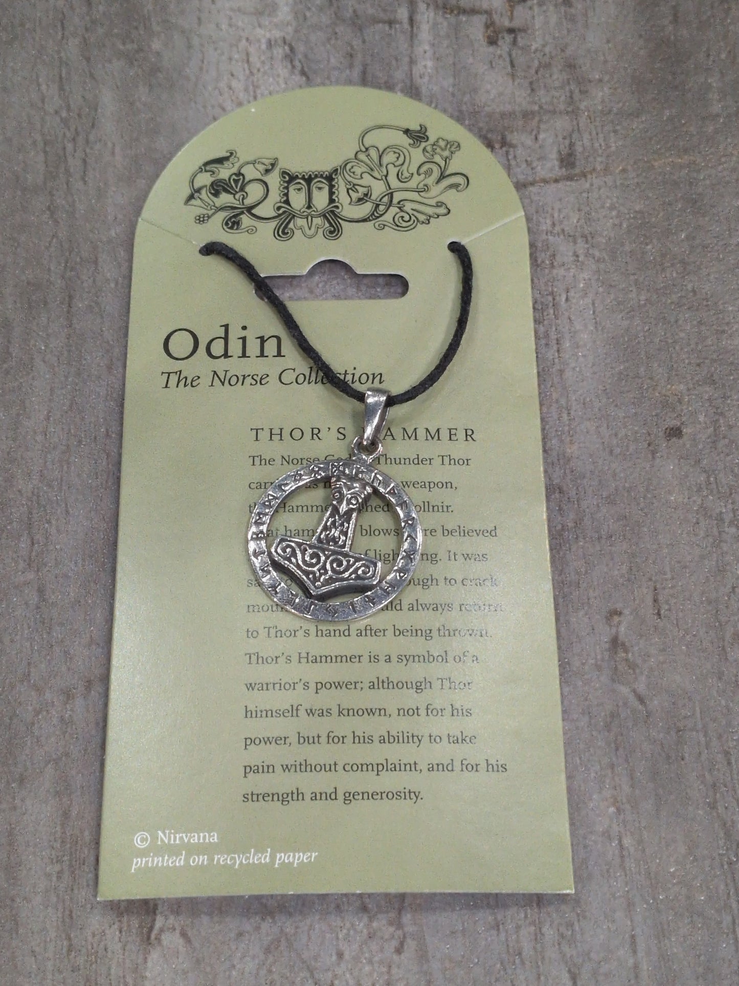 Odin (Norse Collection) Thor's Hammer w/ Runes Pewter Pendant