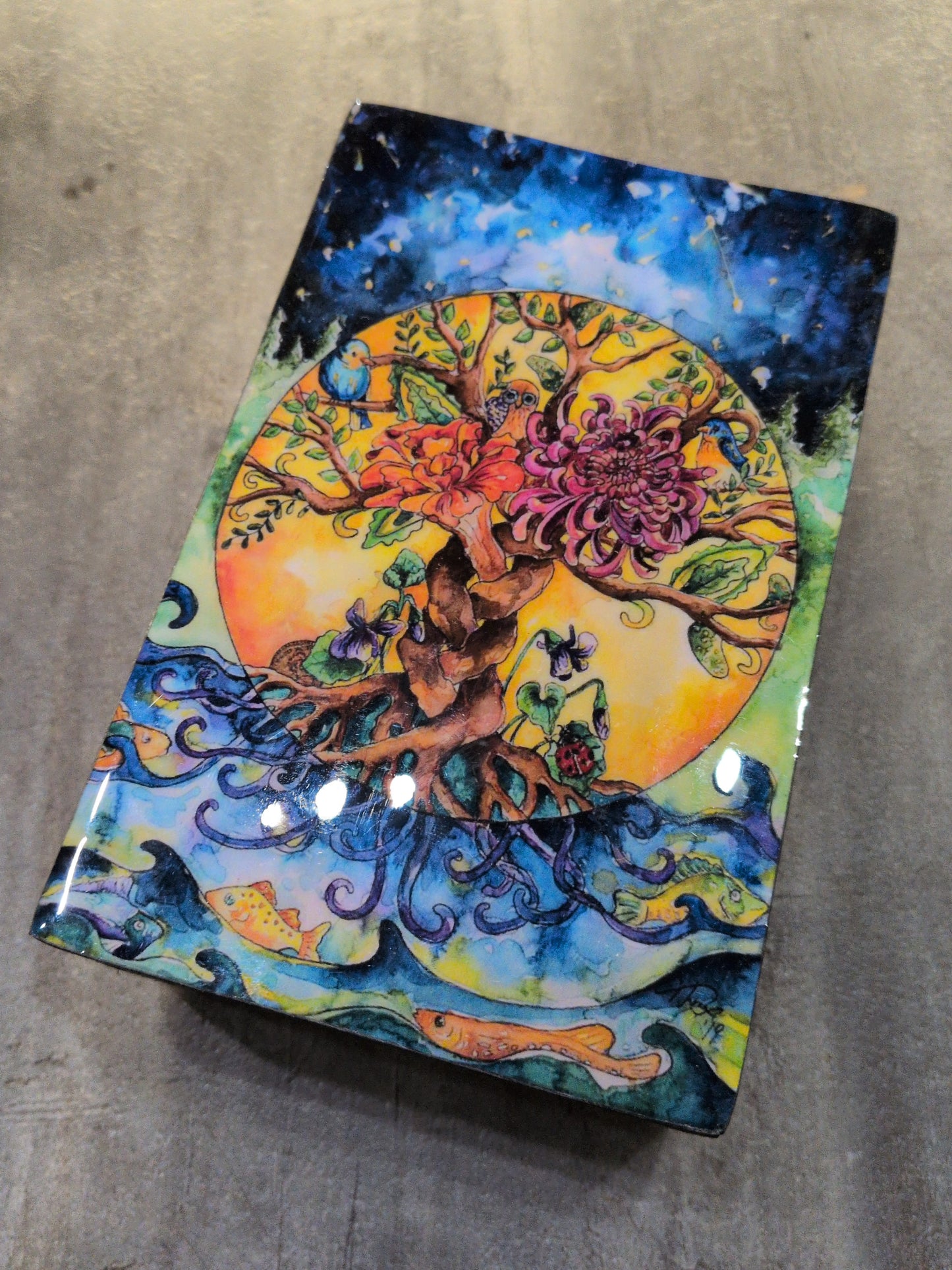 Tree of Life black wood Tarot storage box