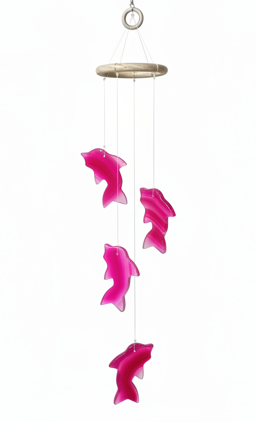 Dolphin Agate Slice Wind Chime- Blue, Purple, Pink & multi color
