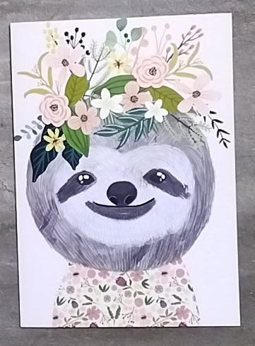 Sloth wearing floral tiara Gift Card