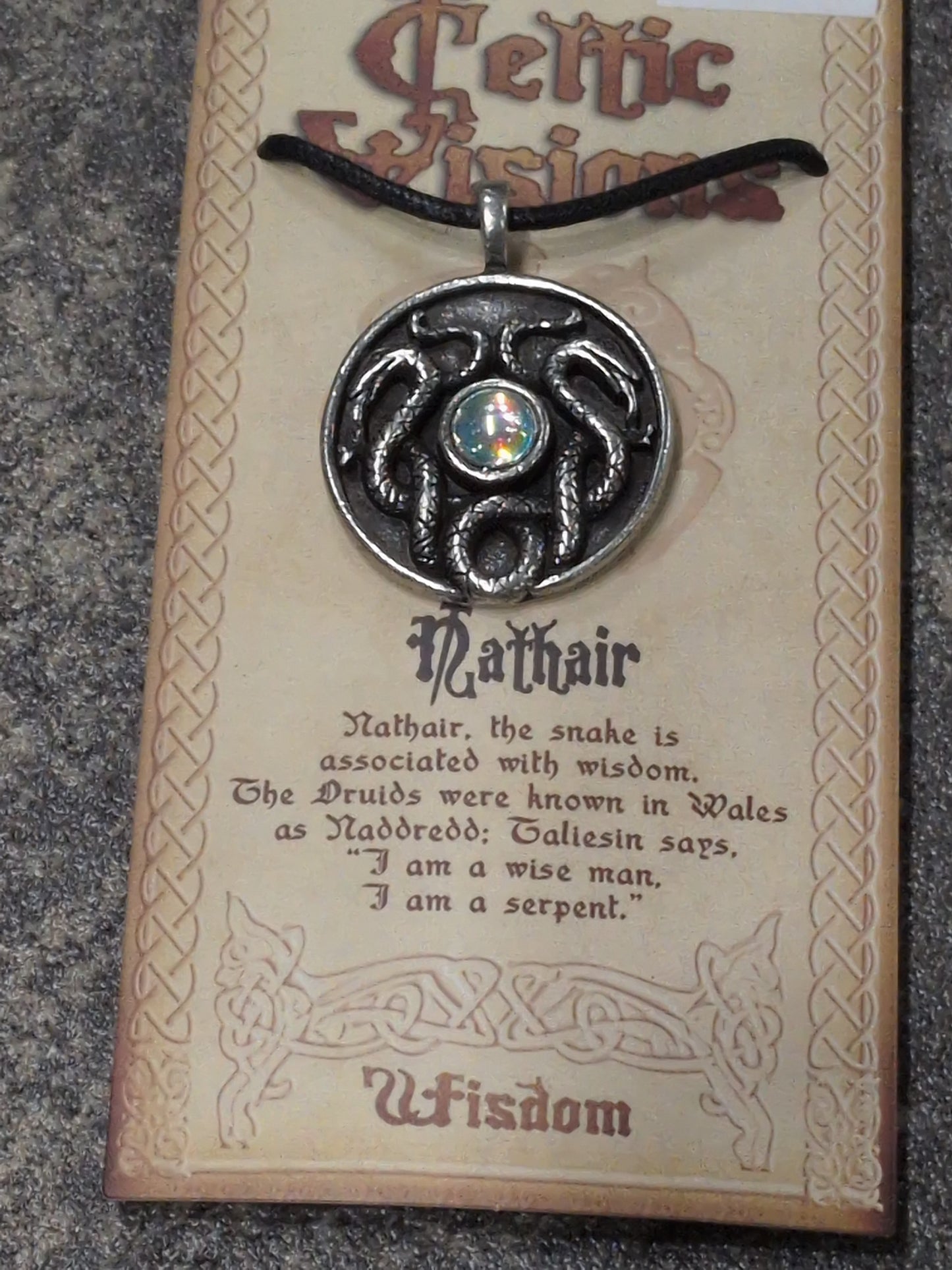 Celtic Visions Nathair Pewter Pendant w/ Leather cord