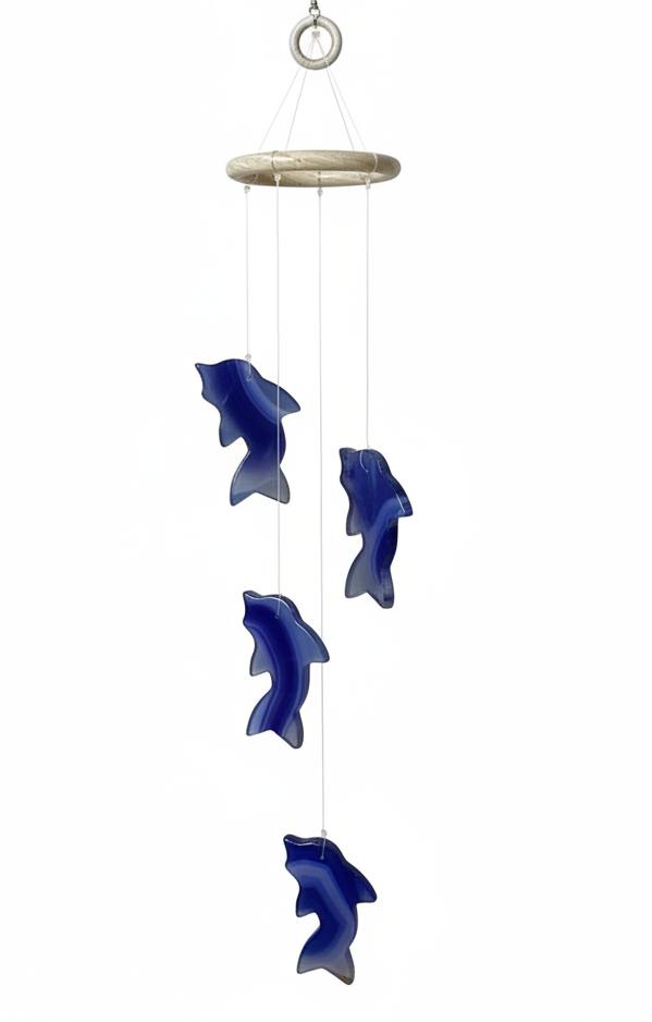 Dolphin Agate Slice Wind Chime- Blue, Purple, Pink & multi color