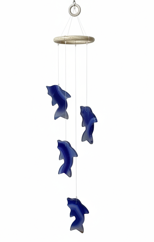Dolphin Agate Slice Wind Chime- Blue, Purple, Pink & multi color
