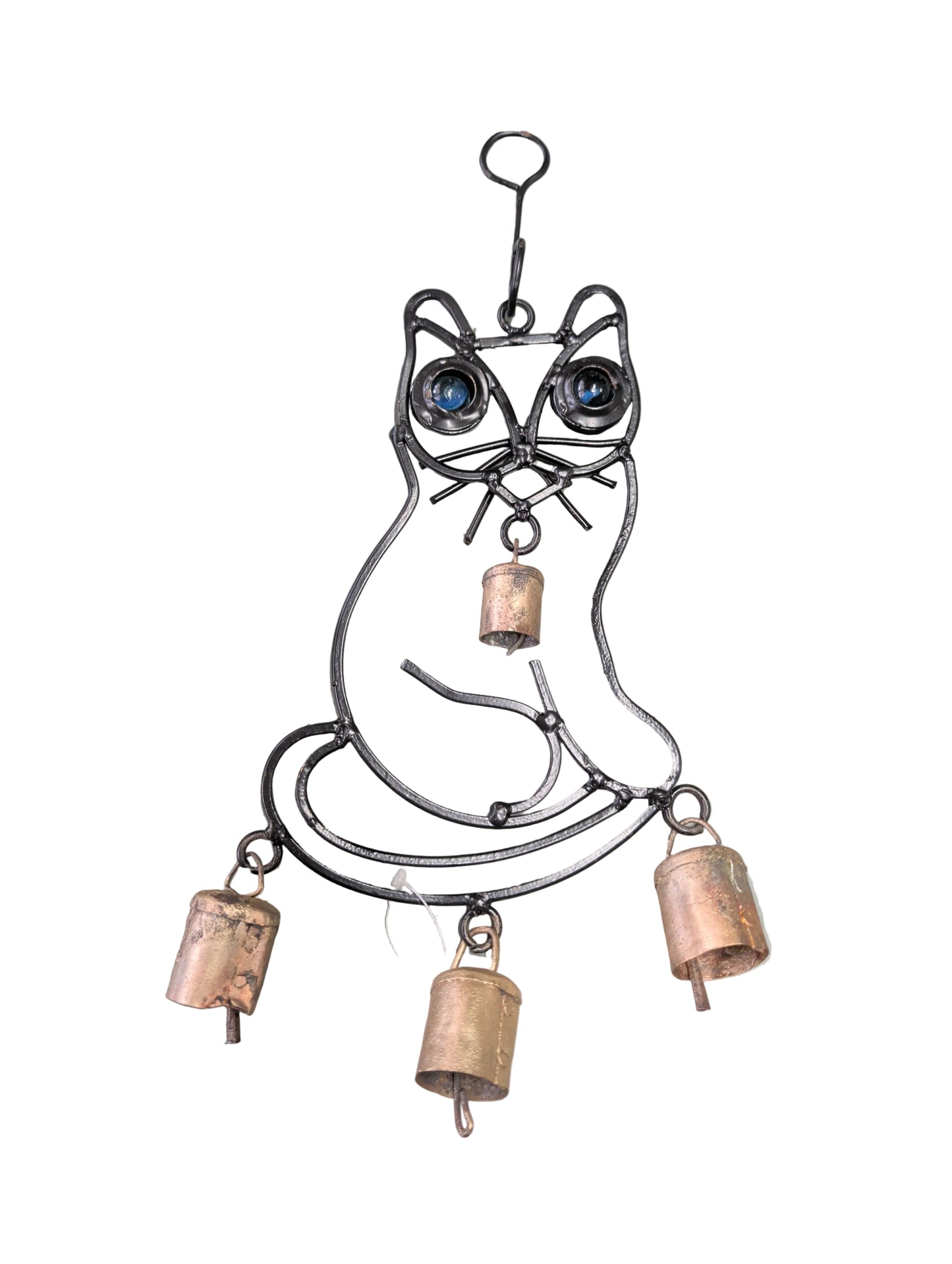 Iron Cat Wind Chime With Glass Eyes