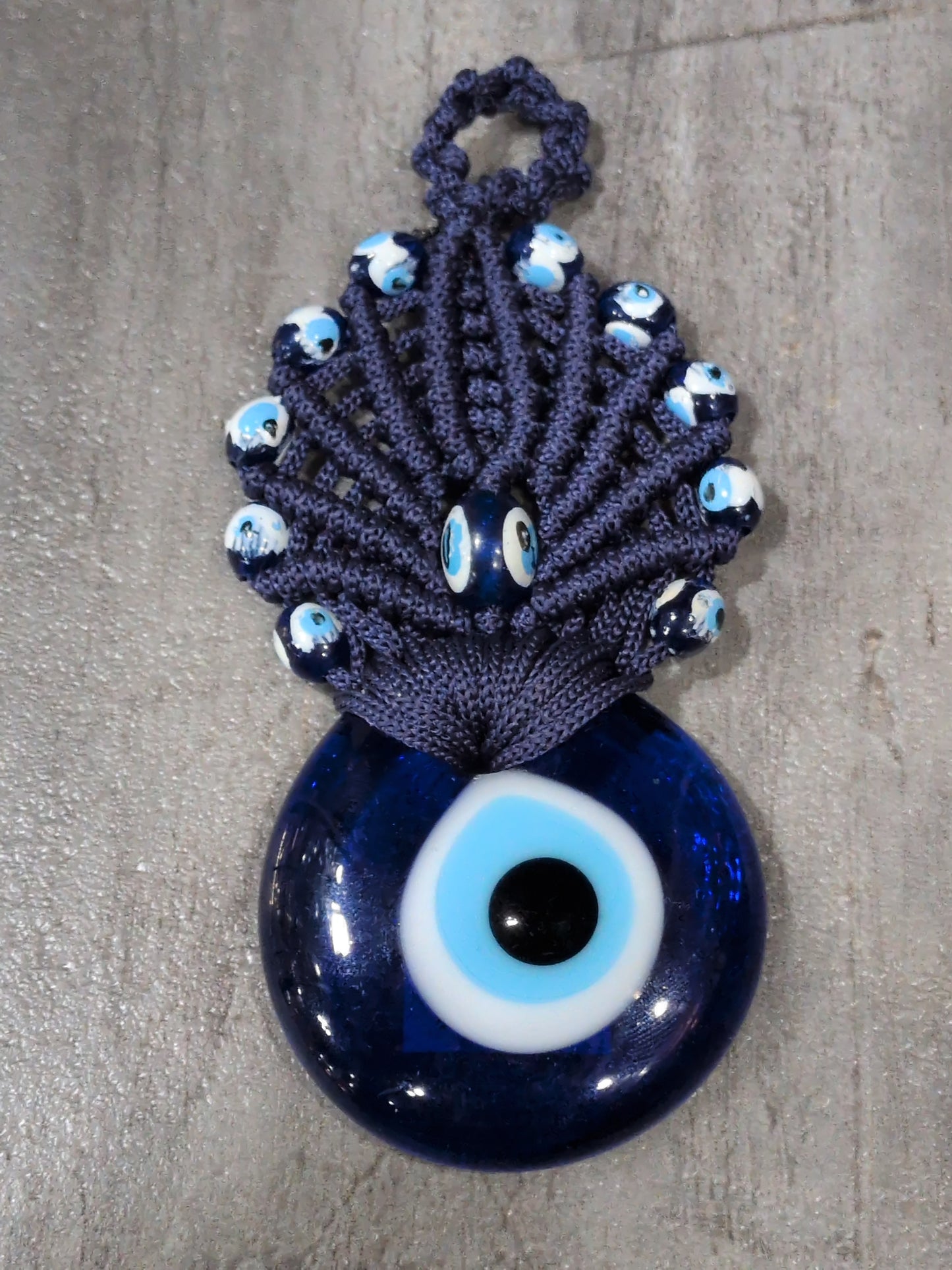 Dark Blue Macrame Evil Eye Talisman
