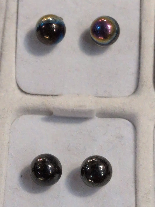 Hematite earrings 6 mm