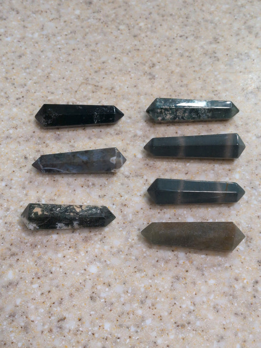 Green Moss Agate double point wand