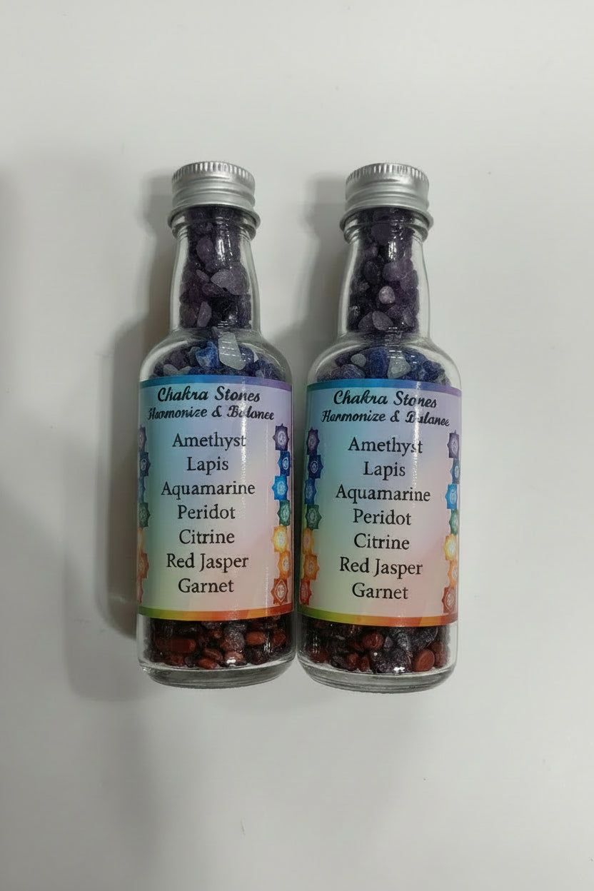 Bottle with Chakra Chip Stones