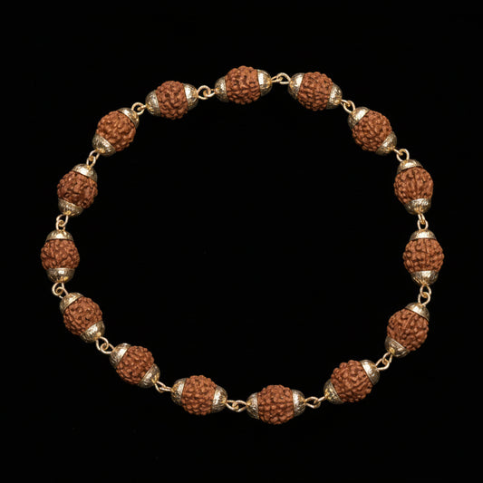 Rudrasksha & Gold metal Mala Bracelet