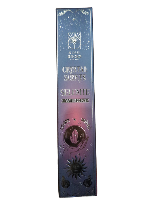 Soul Sticks Crystal Scents Selenite Smudge kit