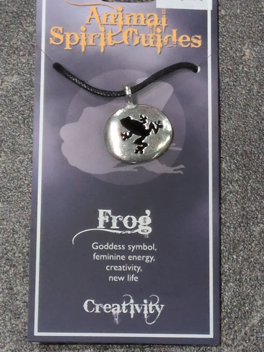 Spirit Animal Guides Frog Pewter Pendant w/ Leather cord