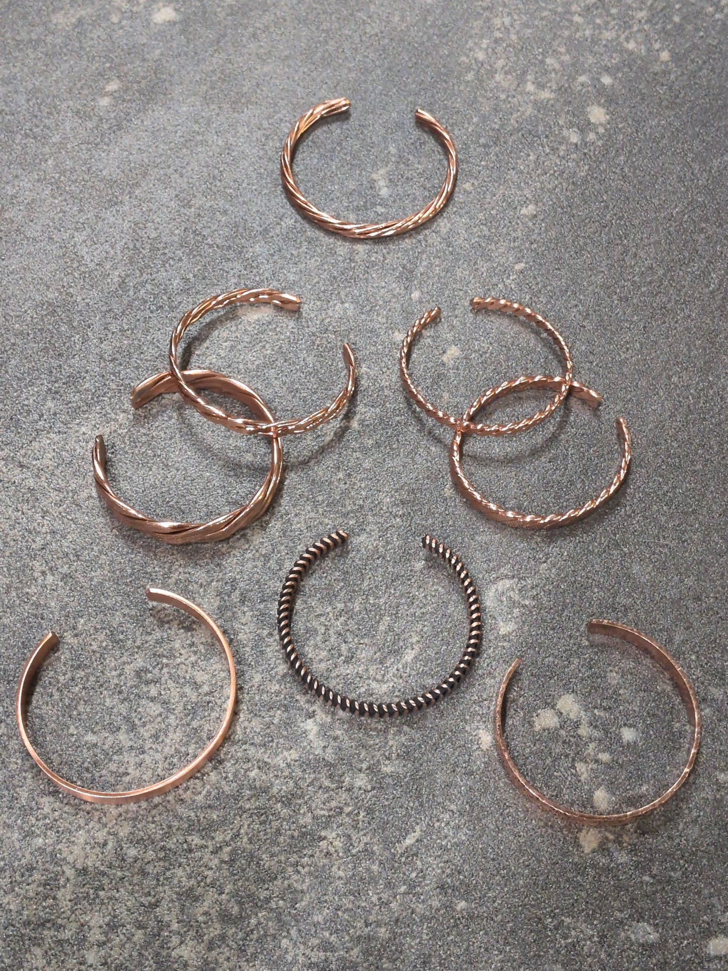Assorted thin Copper Bracelets- adjustable