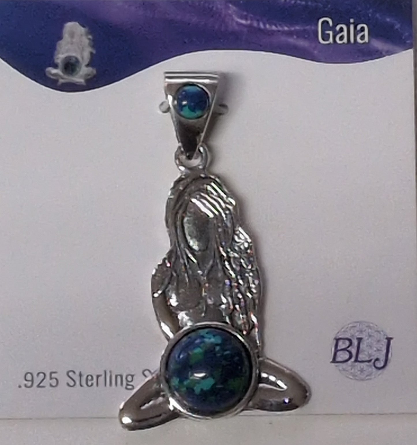 Gaia Figure Sterling Silver Pendant w/ Azurite & Malachite