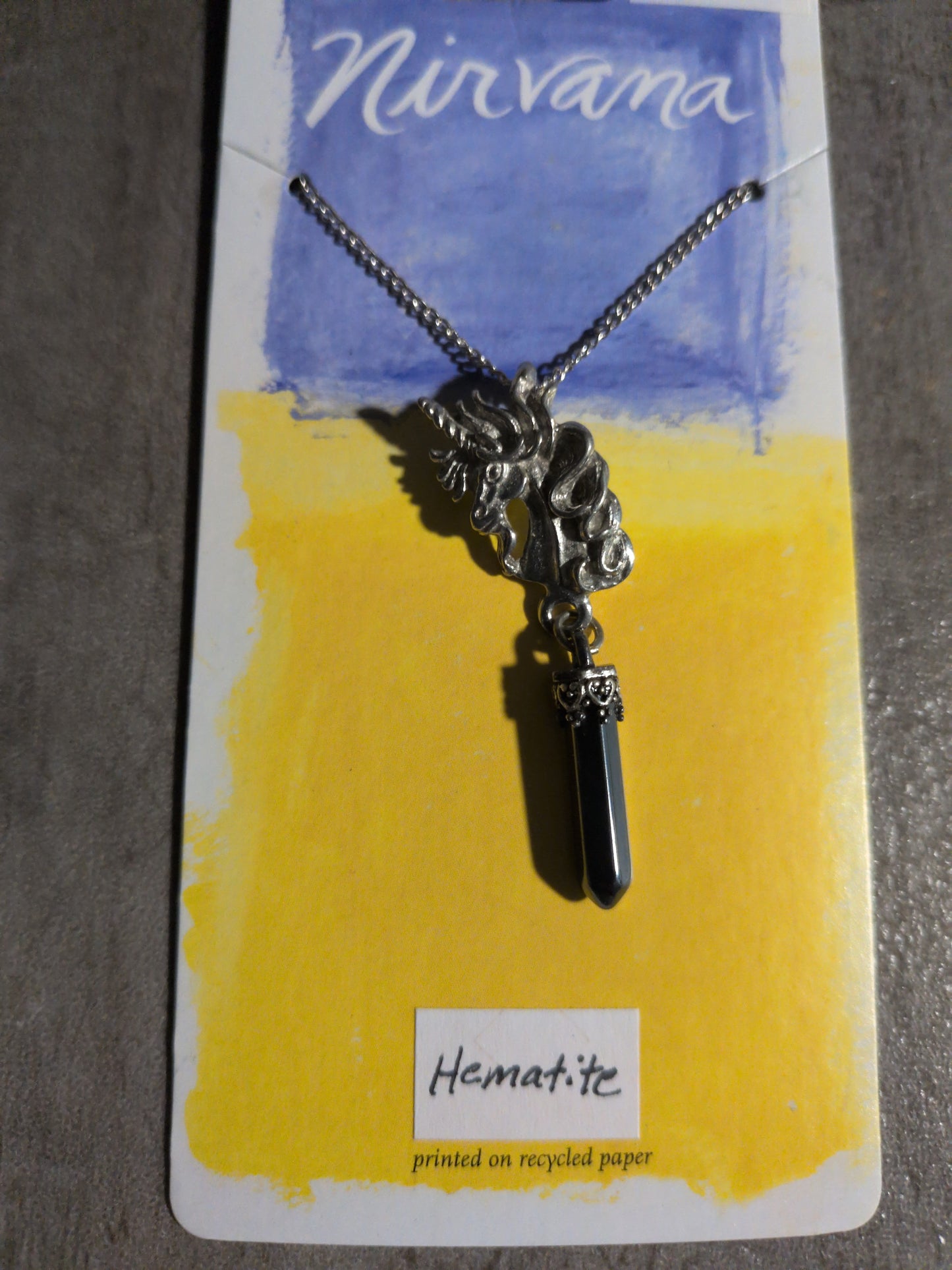 Nirvana Unicorn Hematite Pewter Pendant