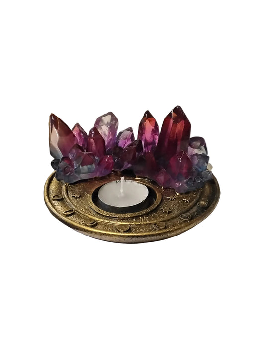 Crystals On Dish Tea Light Holder