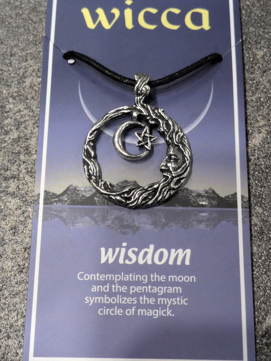 Wicca- Wisdom Pewter Pendant w/ Leather cord