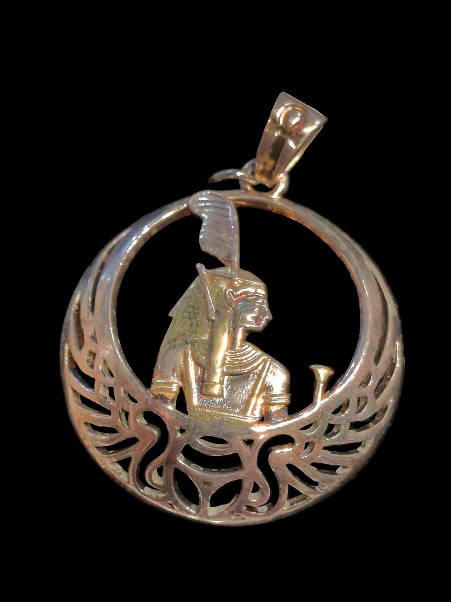 Ma'at Sterling Silver Pendant w/ gold accent
