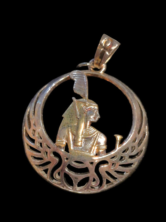Ma'at Sterling Silver Pendant w/ gold accent
