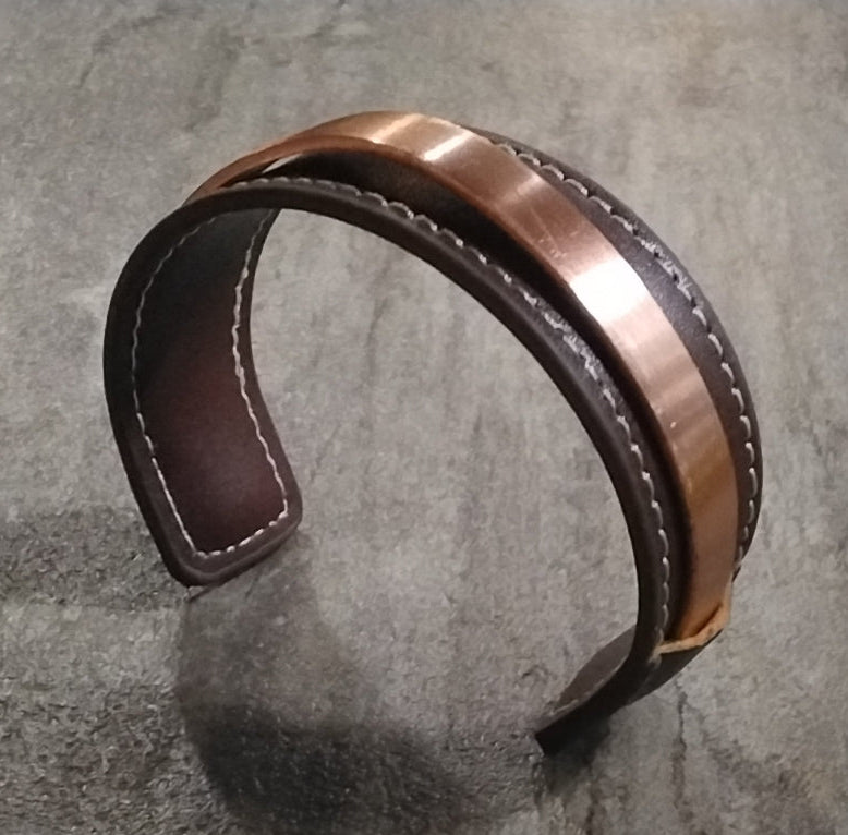 Vegan Dark Brown Leather Sleeve for Copper Cuffs