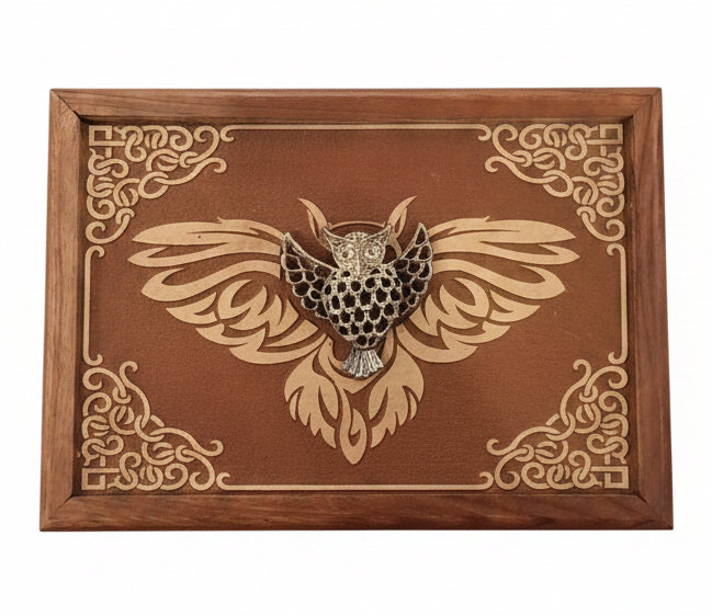 Acacia Wooden Box Owl