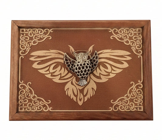 Acacia Wooden Box Owl