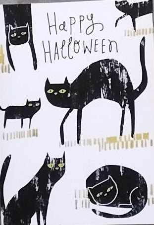 Happy Halloween Black Cat w/ Green Eyes Gift Card