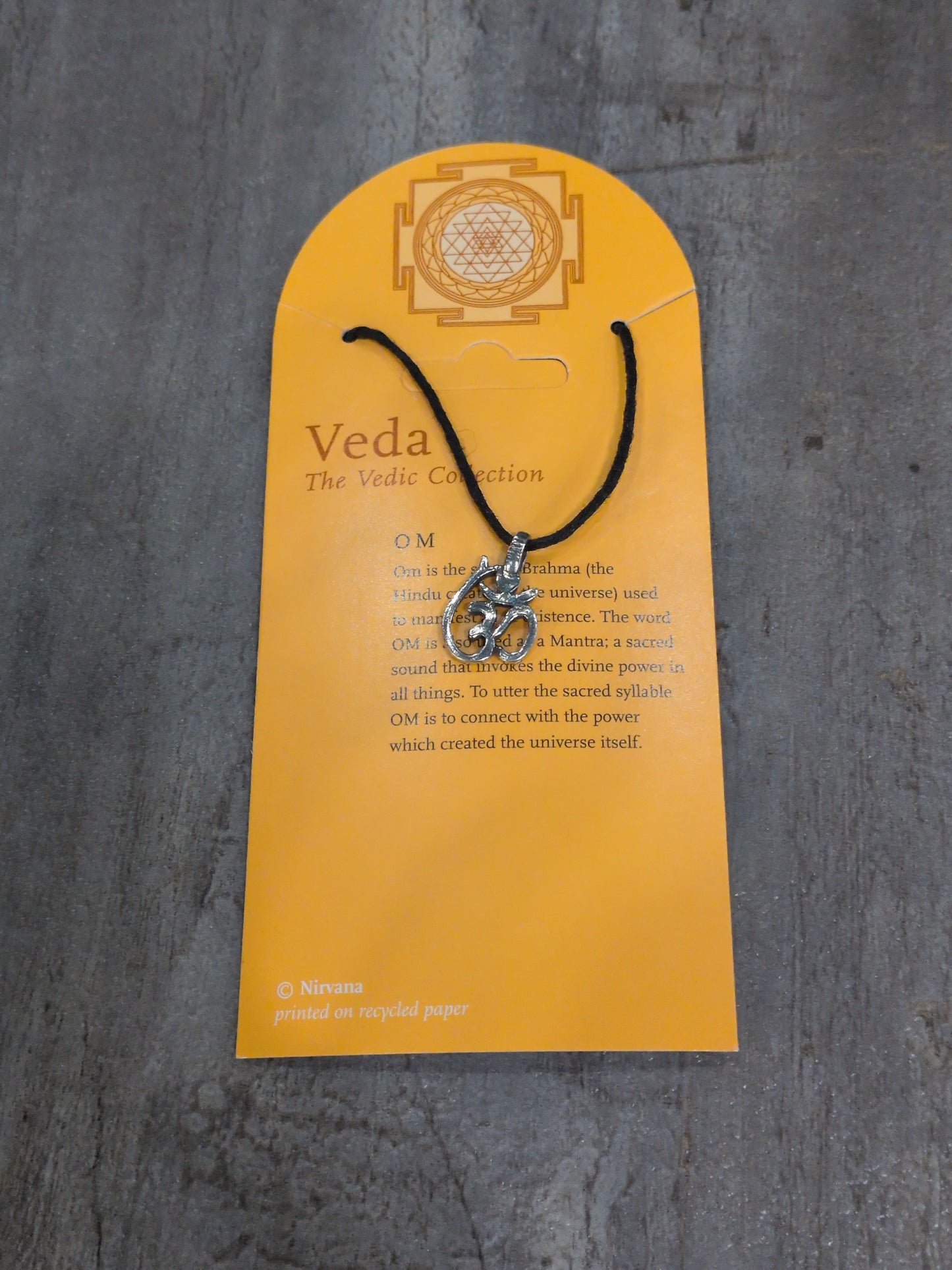 Veda / Vedic Collection Textured Om Pewter Pendant