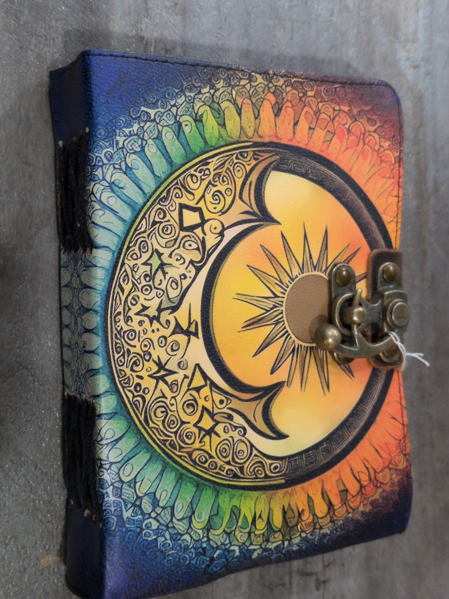Sun Moon printed Leather Journal 5x7