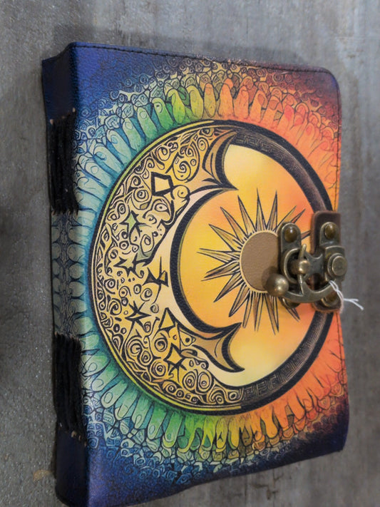 Sun Moon printed Leather Journal 5x7