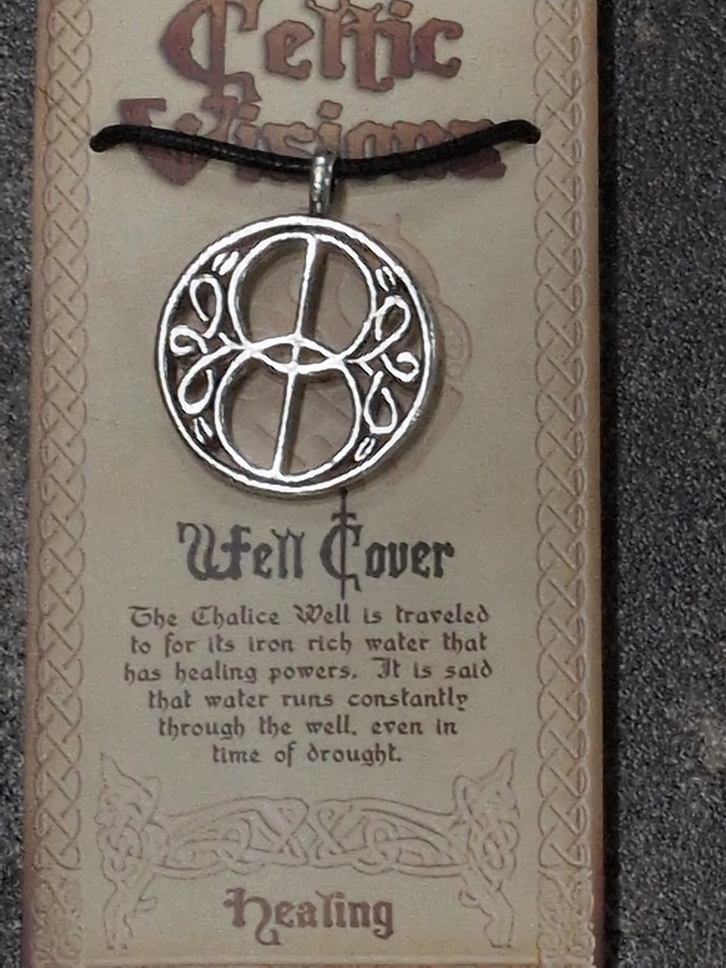 Celtic Visions Well Cover Pewter Pendant w/ Leather cord