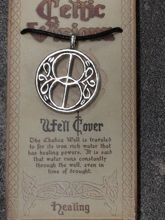 Celtic Visions Well Cover Pewter Pendant w/ Leather cord
